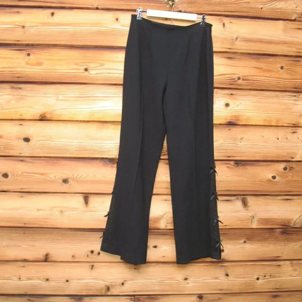Escada High Rise Crepe Wool Flare Leg Pants - Picture 3 of 11
